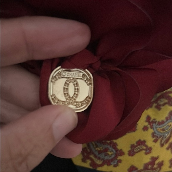 Red, Yellow and Blue Vintage Necktie Statement Necklace with Floral Design - Picture 2 of 3